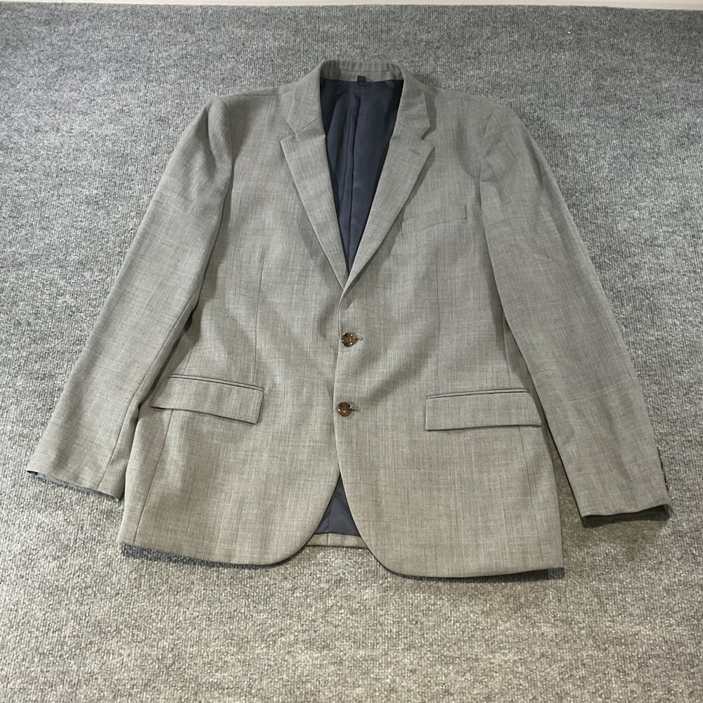 J.Crew Voyager Thompson Suit Jacket 44R Mens Gray 100% Wool Blazer B8632